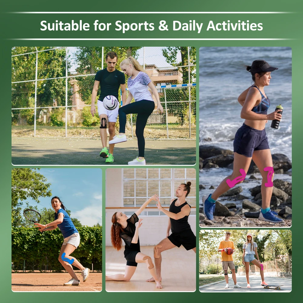 5 STKS elastische kniesteuntape - voorgesneden kinesiologie-kniestickers voor stabiliteit en gewrichtsbescherming, ademend en hypoallergeen