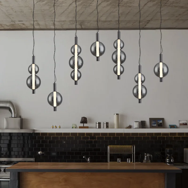 

SANDYHA Modern Minimalist Glass Pendent Lights Kitchen Island Chandelier for Living Room Decor Dining Table Lighting Fixtures