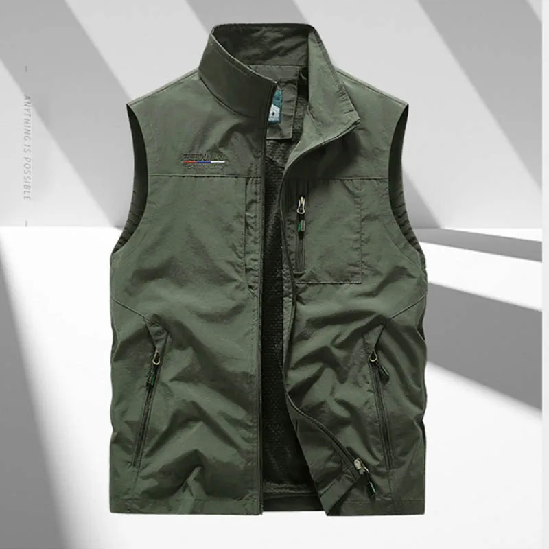 Autumn and winter new wear solid color retro vest men's fashion brand leisure outdoor loose fishing vest jacket