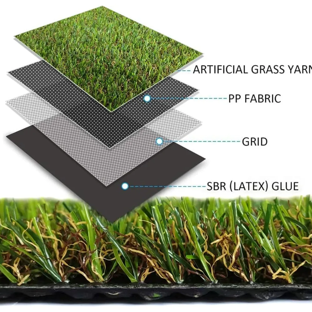 سجادة عشب وهمية واقعية مع تصريف 4FTX13FT داخلي خارجي حديقة حصيرة العشب الاصطناعية سجادة من الحديقة حصيرة للكلاب #2