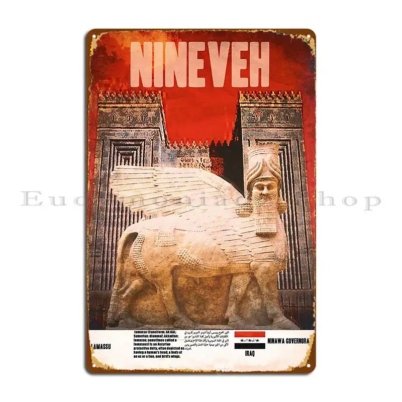 Nineveh Lamassu Metal Plaque Poster Wall Club Bar Garage Cinema Customized Tin Sign Poster