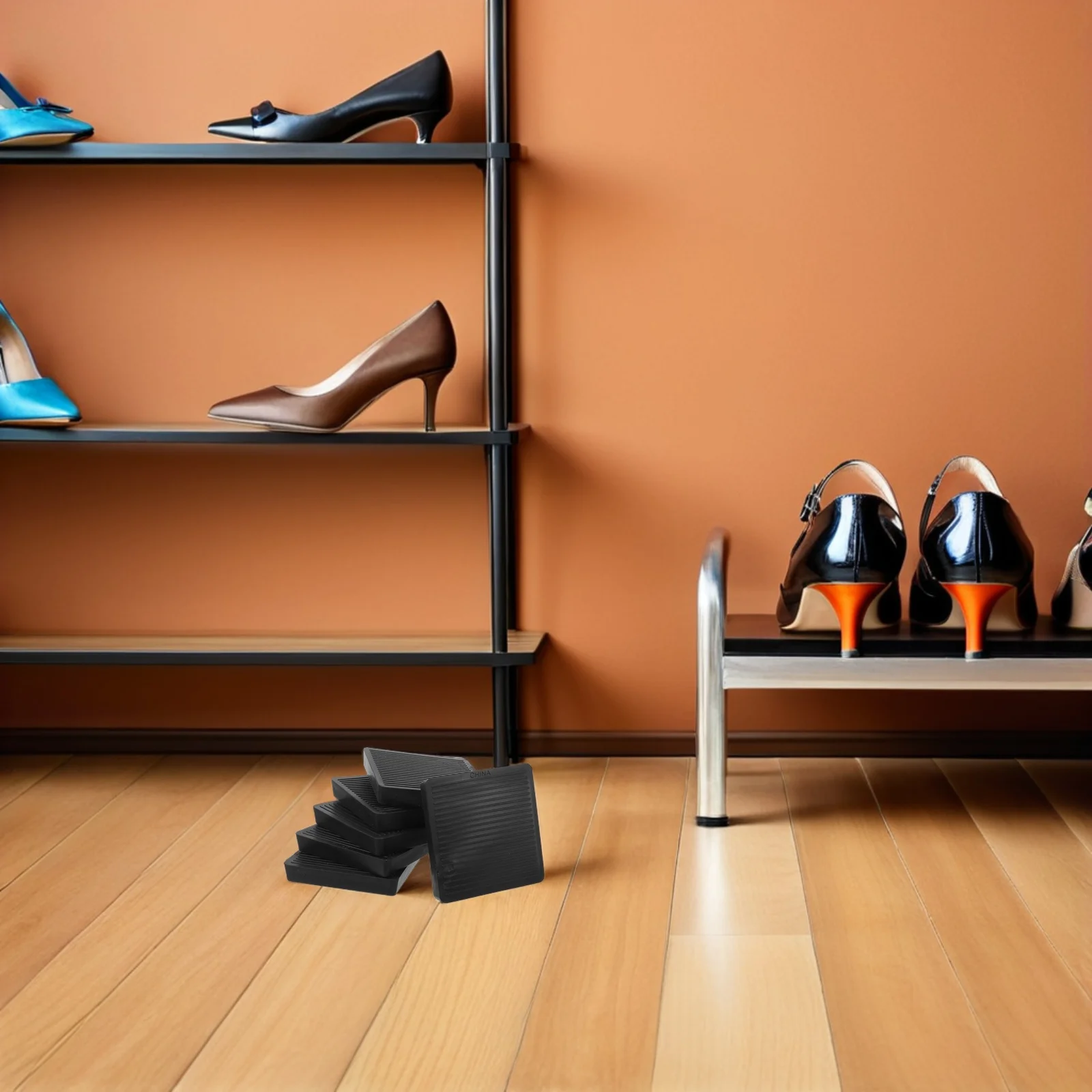 

6Pcs Square Rubber Furniture Caster Cups Anti Slip Floor Protectors Sofa Chair Bed Couch Table Piano Cabinet Leg Grippers Pads