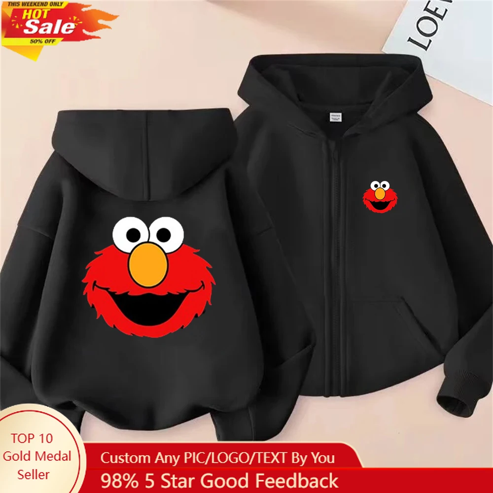 

Fashion SESAME STREET Sweatshirts Elmo Zip Up Hoodie Children Clothes Kid Girl Boy Sweatshirt Zipper Hoody Baby Casual Top