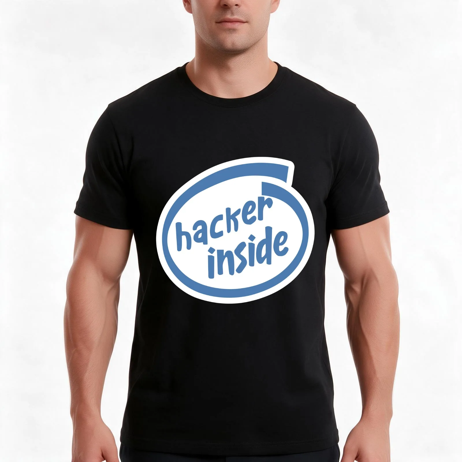 Hacker Inside T-Shirt, Summer Casual Cotton Tee, Oversized Streetwear Tops, Vintage Graphic Print, Loose Fit Short Sleeve