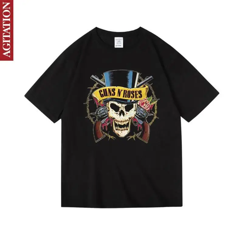 

Axl Guns N 'Roses with Slash Guns N' Roses Gunsnrose Окружающая одежда Рок Хлопковая короткая футболка с половиной рукавов Мужская