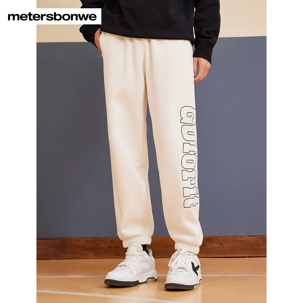 Metersbonwe-Men's Knitted Trousers Letter Print Casual Pants Loose Comfort Stylish Highy Quality Swepants atSpring Autumn