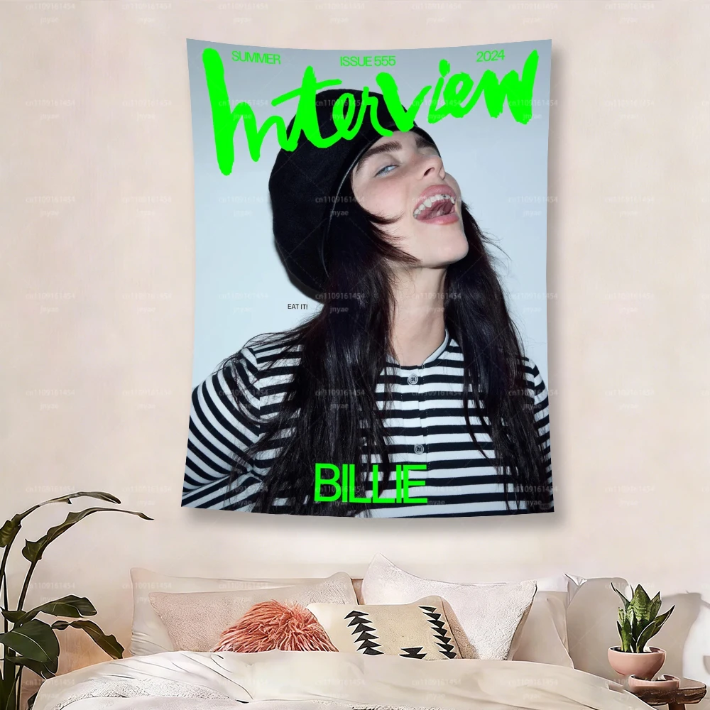 Billie Eilish Interview Magazine Cover Tapestry, Summer 2024 Issue Wall Hanging Decor for Bedroom Living Room Dorm, Perfect Gift