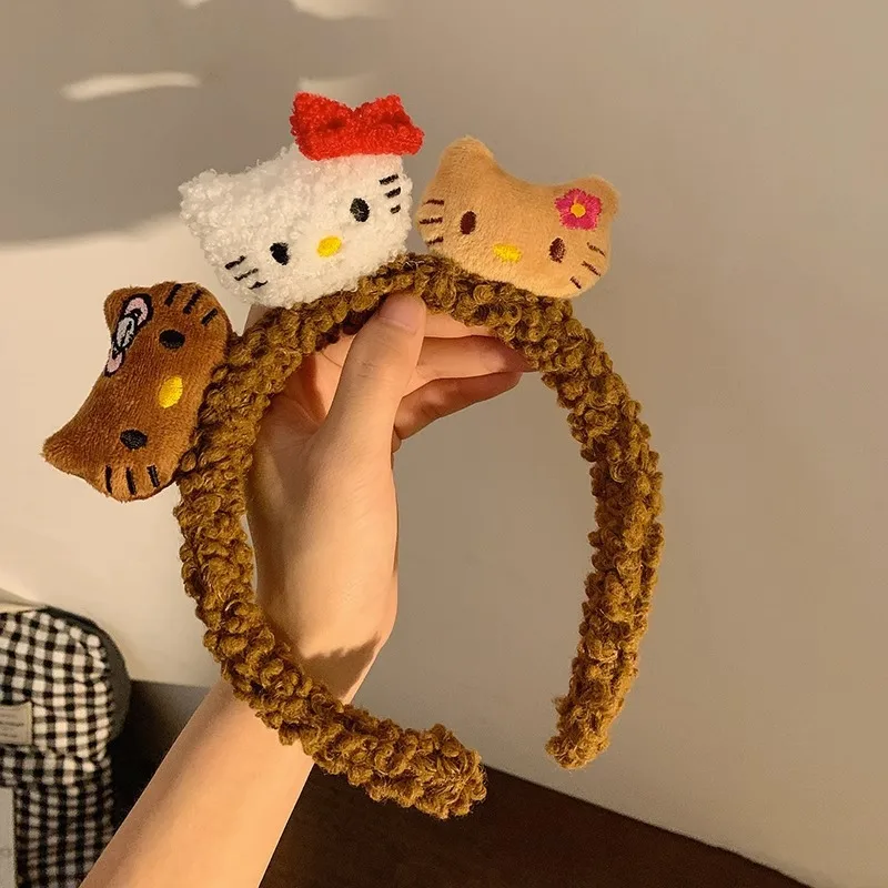 

Cartoon Hello Kitty Plush Headband Cute Hairband for Washing Face Girls Hair Accessories