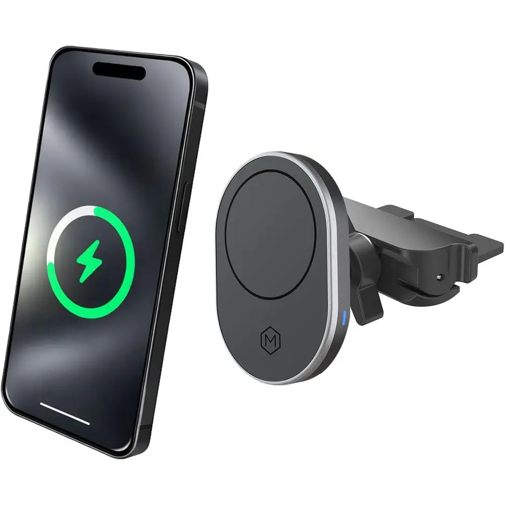 

15W Wireless Car Phone Holder, Magnetic CD Mount with N52 Magnet, Fast Charging, 360 Rotation, Compatible with iPhone 14/15/16/1