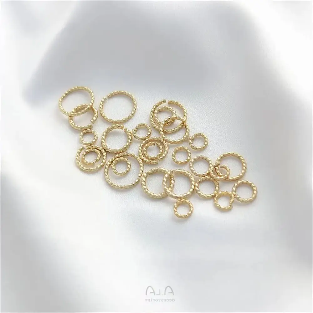 

14K gold color floral opening ring handmade single loop DIY bracelet necklace earrings jewelry connection ring accessories