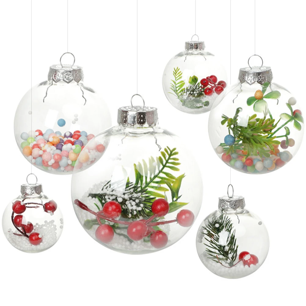 

12Pcs Clear Christmas Balls Fillable Ornaments Hanging Xmas Tree Decorations Transparent Reusable Xmas Tree Decor