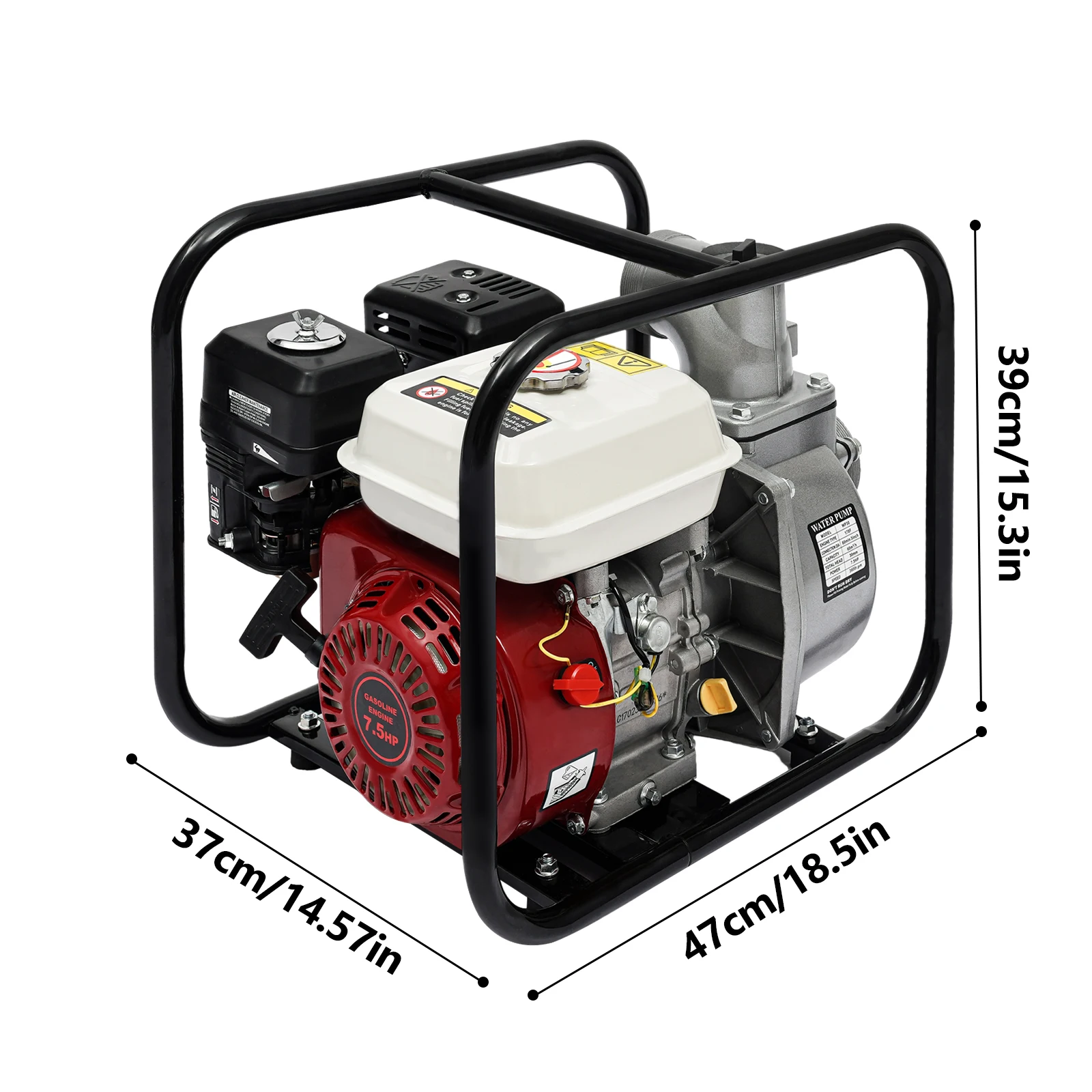 휴대용 가솔린 워터 펌프, 가스 구동 세미 쓰레기 워터 펌프, 7.5HP, 4 스트로크, 3 인치