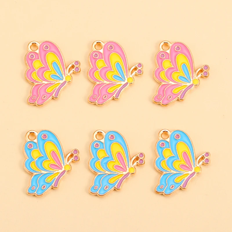 20Pcs 16x20mm Colorful Butterfly Charms Enamel Alloy Pendants for Jewelry Making Supplies Necklace Earrings Diy Craft Accessorie