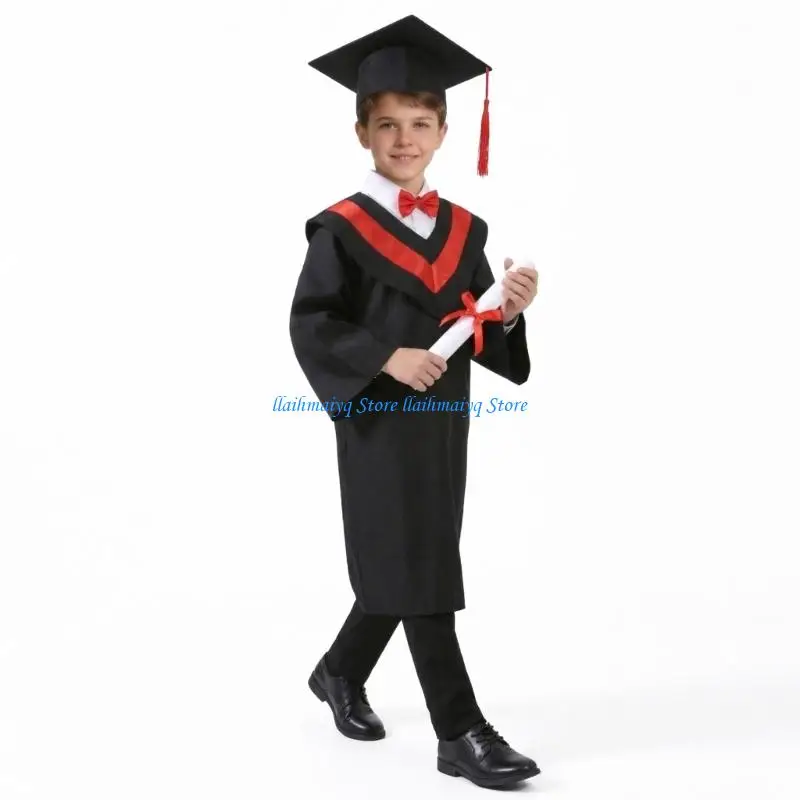 573B Kindergarten Graduation Gown and Cap Tassels Set Graduation Outfits for Cosplay Dress Up Party