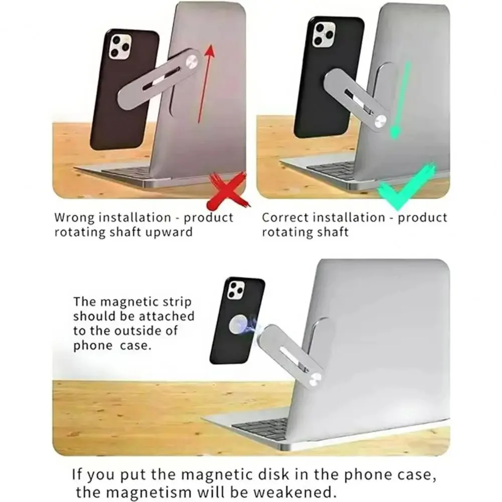 Laptop Screen Expand Magnetic Phone Holder Stand Folding Side Dual-Screen Mount Metal Bracket For iPhone 16 15 14 13 Pro Xiaomi