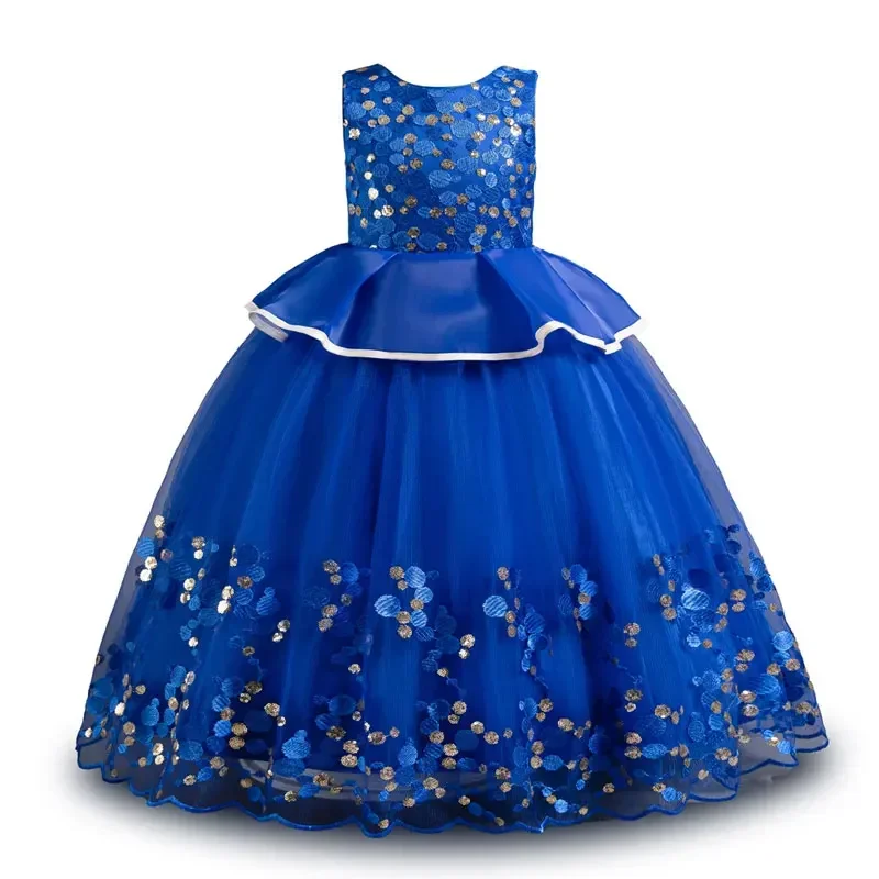 Fashion New Kids Girl Party Dress Sleeveless Lace Mesh Children Girls Sequin Dress Summer Princess Dress for Girls 3-12 Years