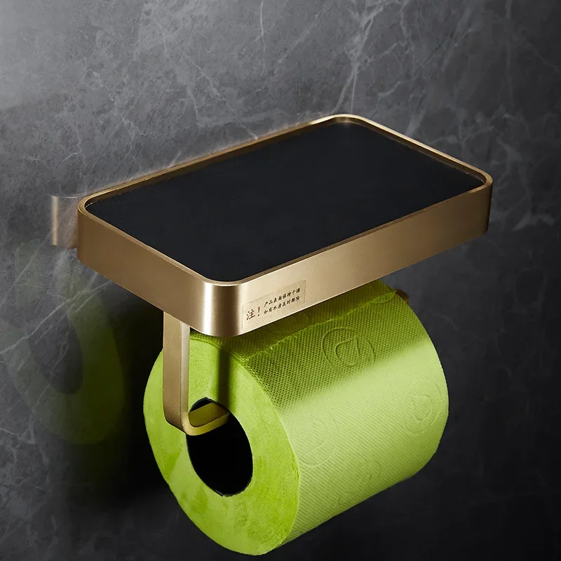 Roll paper holder - All-copper bathroom tissue holder - Wall-mounted storage rack