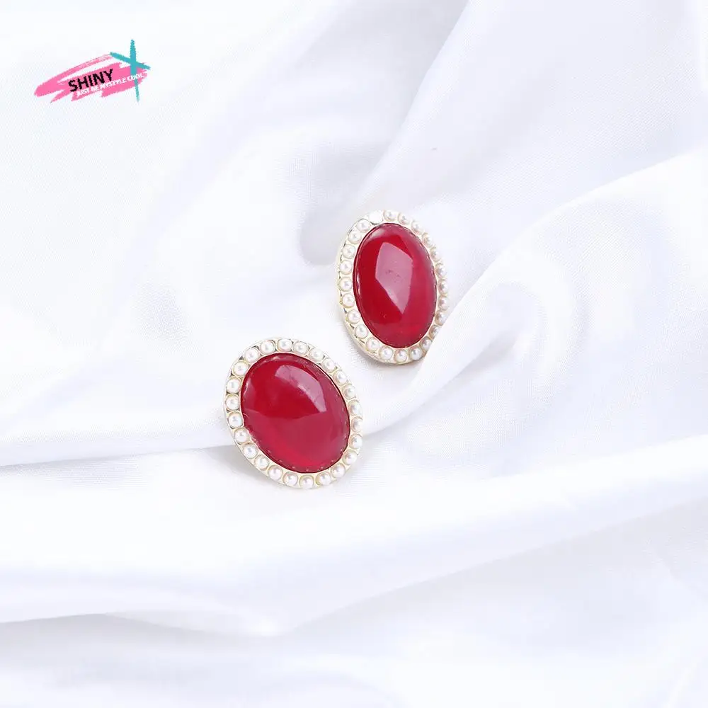 

Cute Geometry Rhinestone Elegant Retro Temperament Pearl Earrings Fashion Jewelry Female Earrings Korean Style Ear Stud
