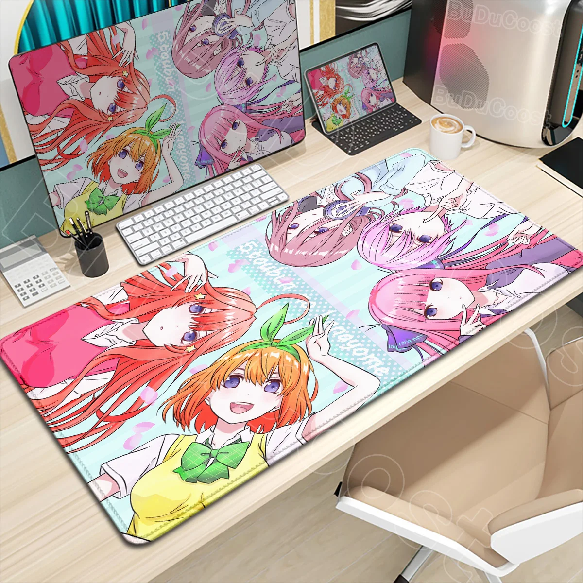 HD Printing Quintessentials Quintuplets Mouse Pad Computer Gamer Locking Edge Non-slip Mouse Pad Anime Girl Keyboard PC Desk Pad