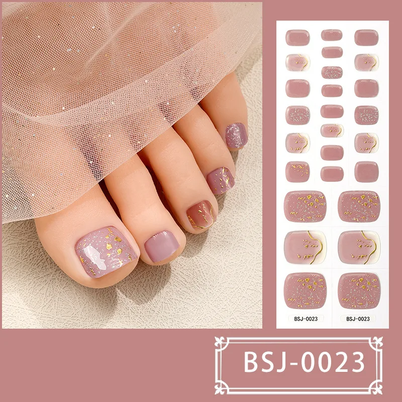 Toe Gel Nail Art Sticker Hardens with UV Lamp Curing Waterproof Korean Semi Cured Foot Gel Nail Art Wraps DIY Manicure