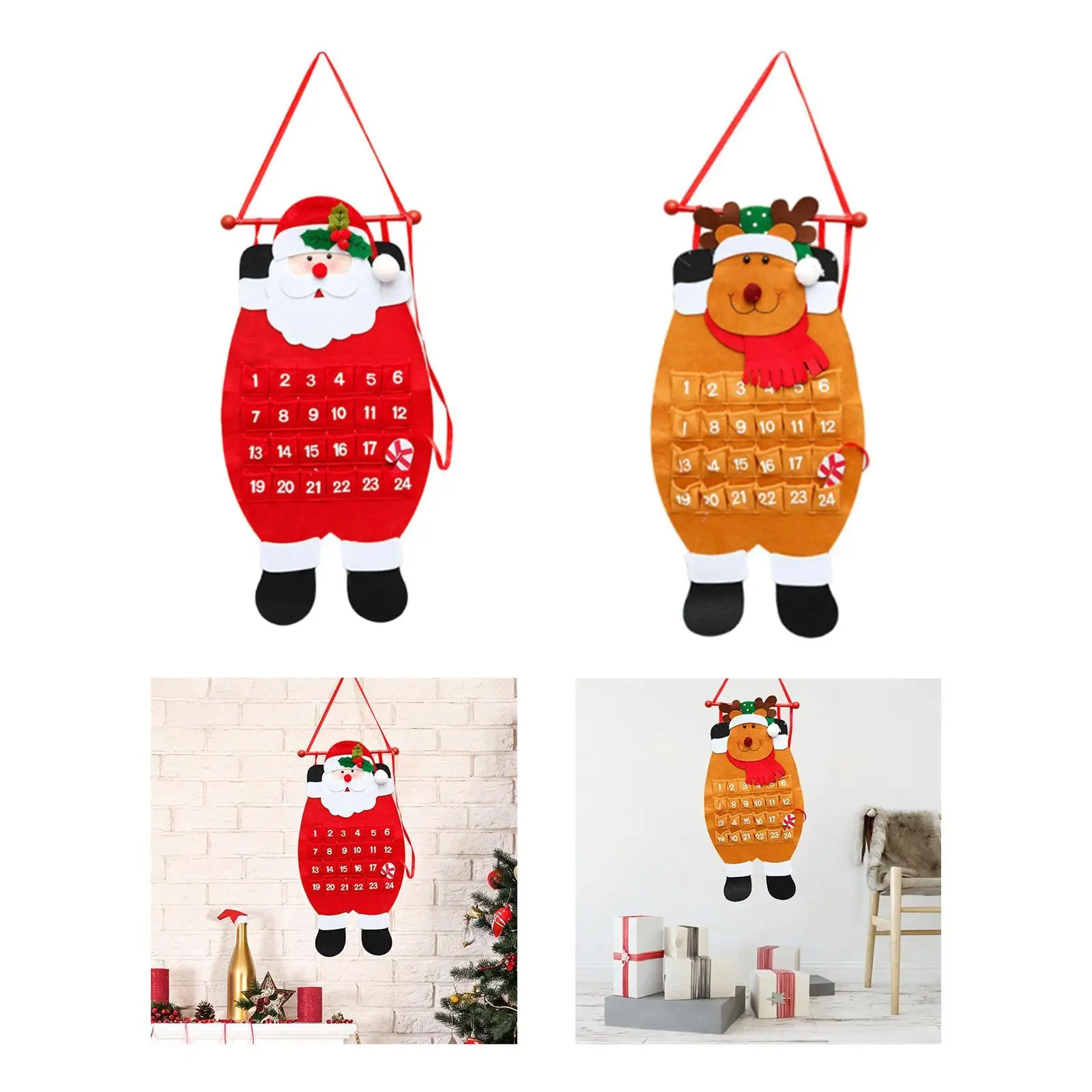 Christmas Advent Calendar Xmas Gift Nonwoven Christmas Decoration Hanging for Wall New Year Fireplace Home Office Family Gift