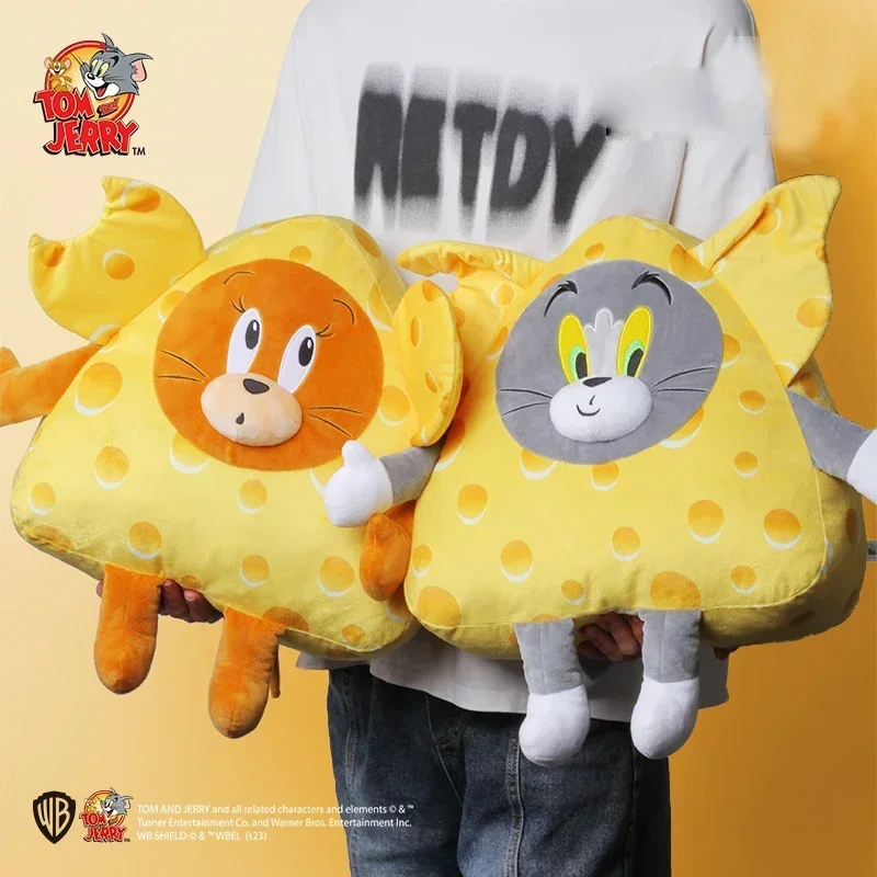 38cm Tom and Jerry Cute Cheese Plush Doll Sleep Sofa Cushion Soft Comfortable Peluche Toy and 10cm Cheese Jerry Keychain