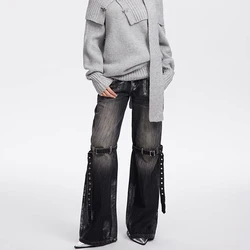 Women High Waist Baggy Oversize Jeans Female Harajuku Gothic Denim Wide Leg Trousers Girls Japanese 2000s Style Black Grey Pants