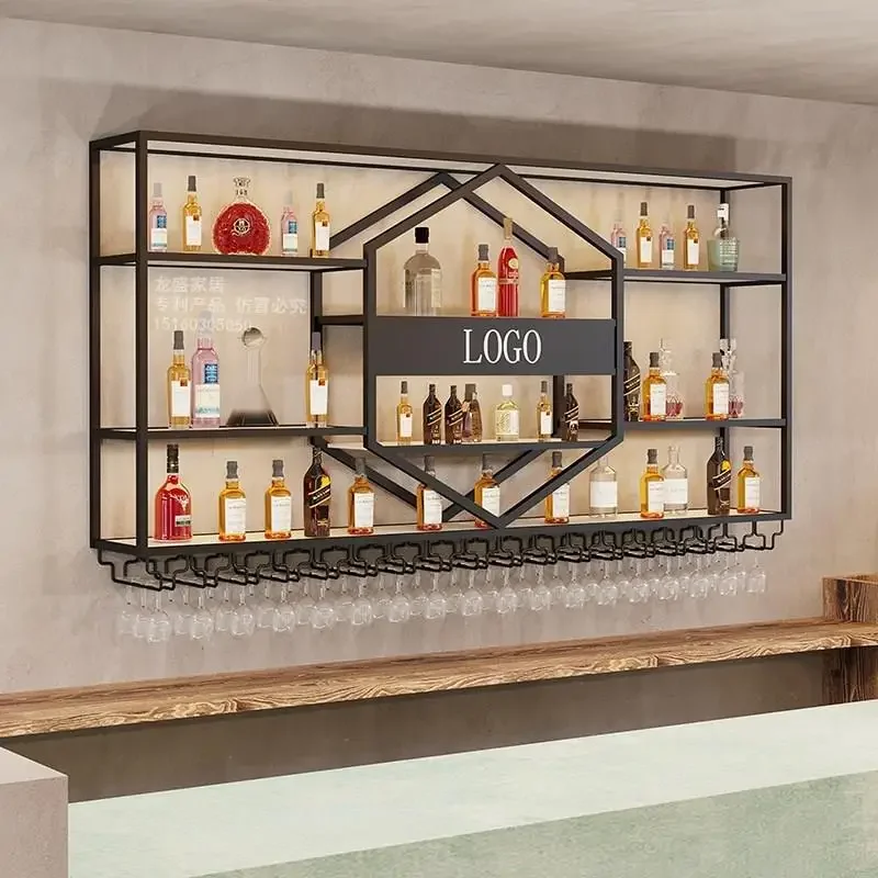 

Bottle Living Room Wine Cabinets Kitchen Wall Mounted Cellar Inverted Drink Wine Rack Restaurant Modern Barra De Vino Furniture