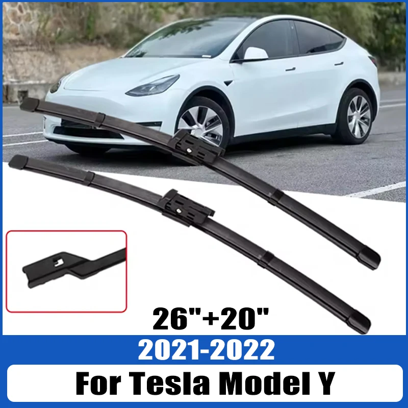 

For Tesla Model Y 2021-2022 Wiper Front Wiper Blades Windshield Windscreen Window Brush 26"+20" Car Accessories