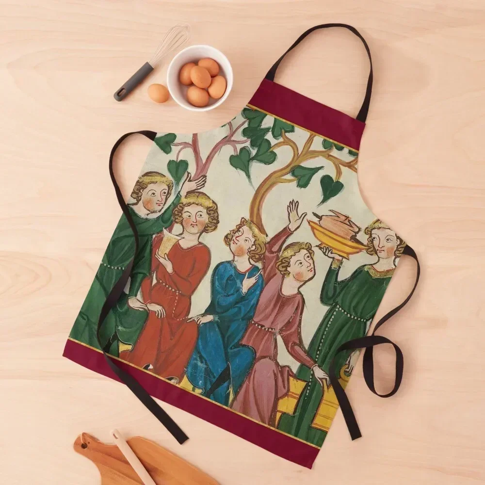 

Feasting Medieval Illumination Apron Home Utensils Manicurists Kitchen For Woman Apron