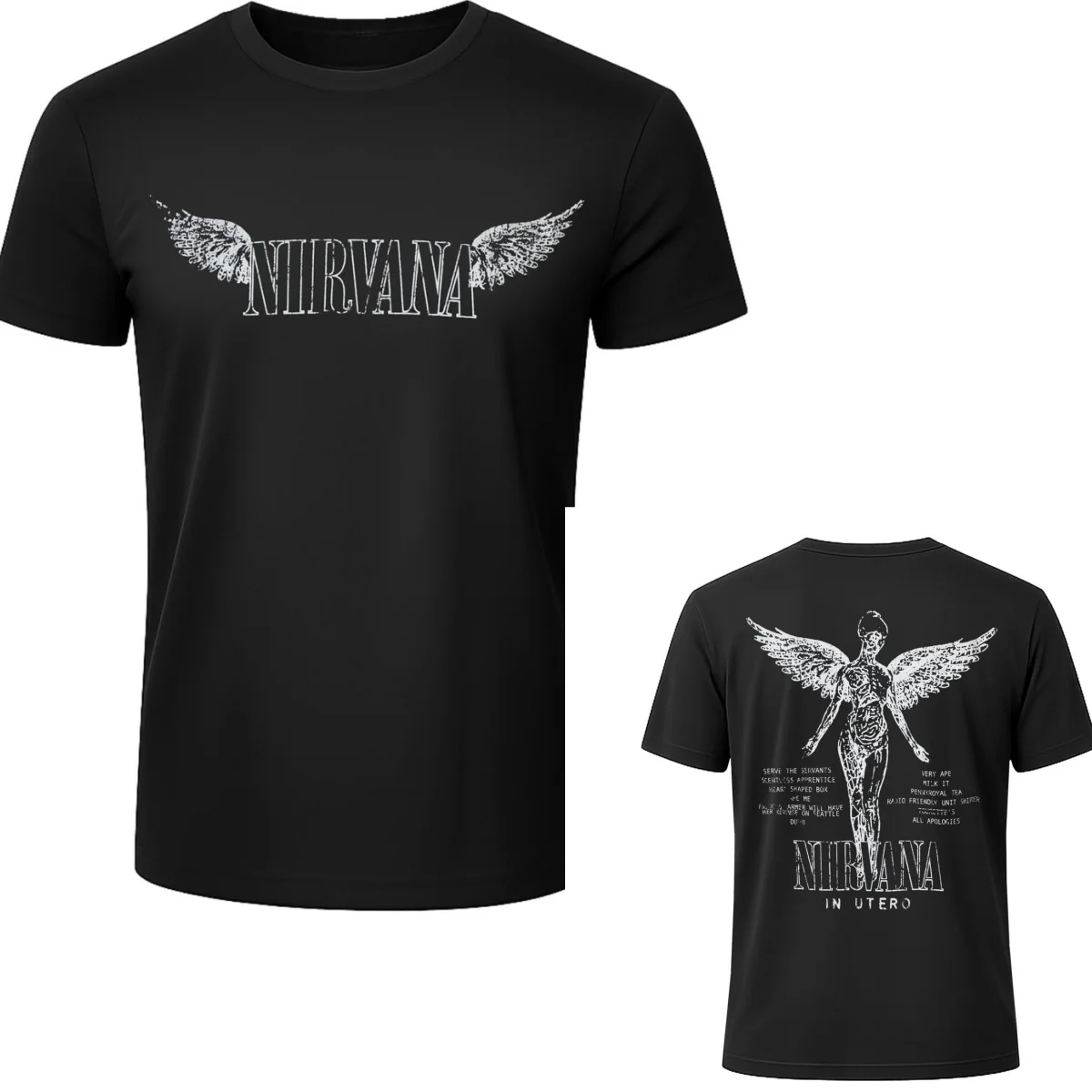 Y2k Nirvana Grafik-Baumwoll-Band-T-Shirt Unisex Sommer Kurzarm Mode-Marke Tee Luxus Lässige Vintage-T-Shirts – Detail 4