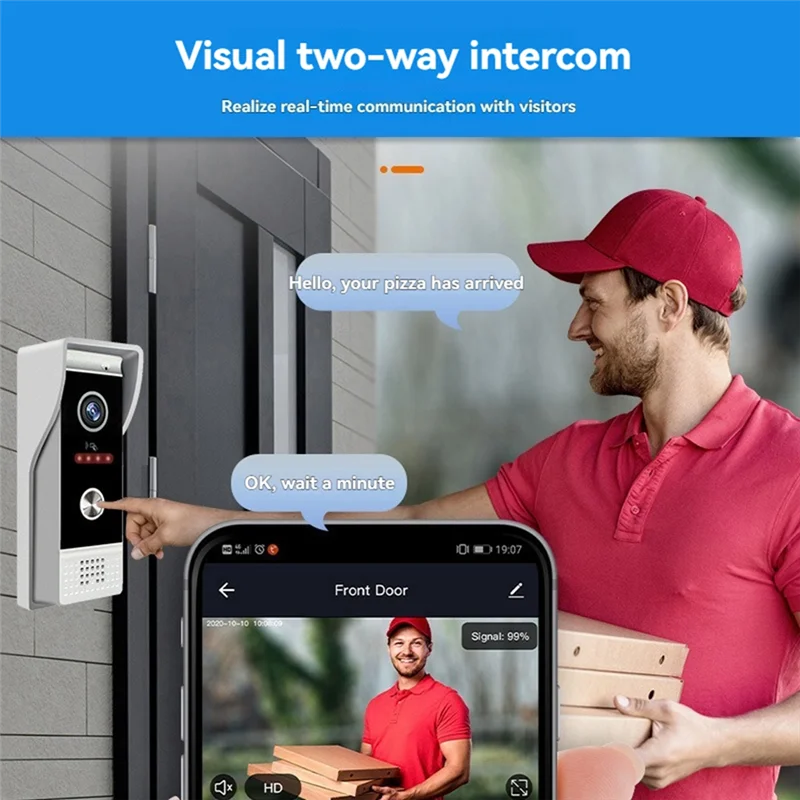 BMBY-Wired Video Doorbell Apartment Intercom 7In Full Touch Monitor System TUYA Wifi Home Video Intercom Door Phone Kits EU Plug