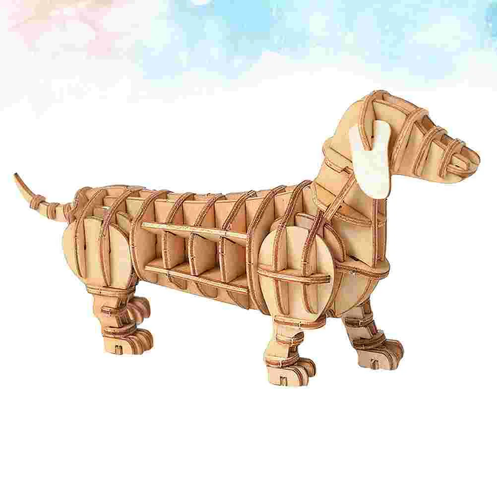 

DIY Puzzle Assembling Model Toy Handmade Assembly 3D Wooden Dog Kit Bamboo Manual