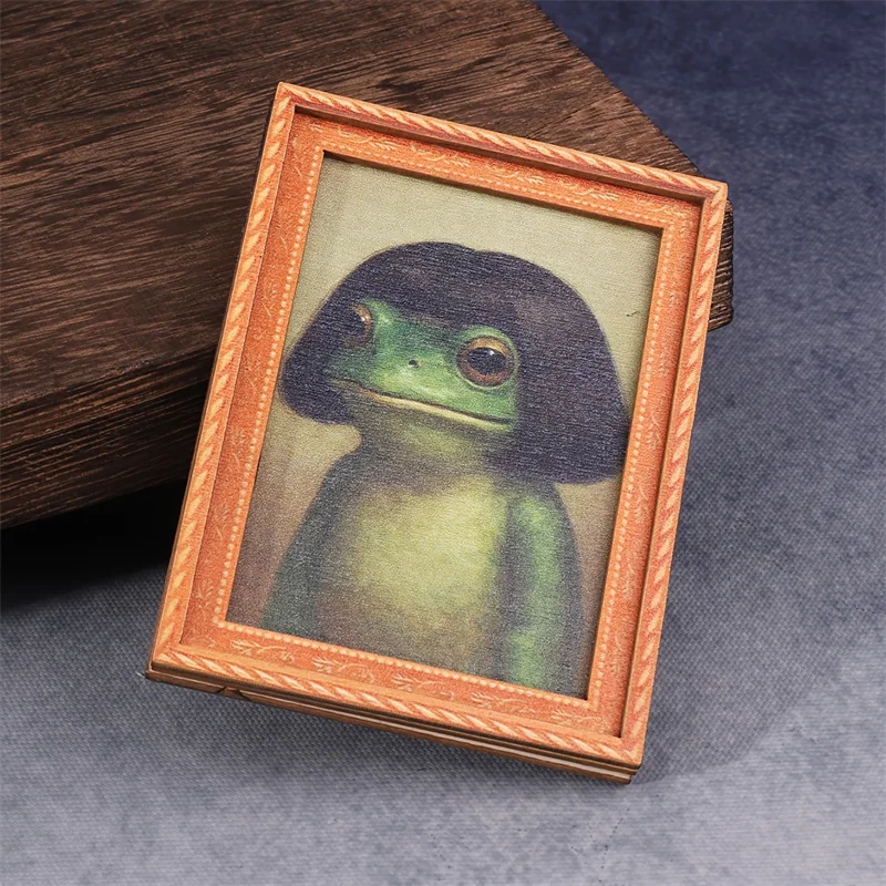 Mini Wooden Photo Frame Frog Fridge Magnet Funny Green Frog & Haircut Modern Kitchen Decor Durable Refrigerator Ornament
