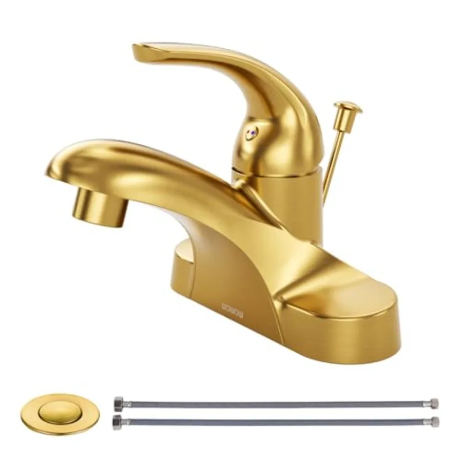 

4 Inch Bathroom Faucet Single Handle Faucet for Bathroom Sink Vanity Tap with Lift Rod Drain Assembly, Rv Lavatory Taps 3 Hole