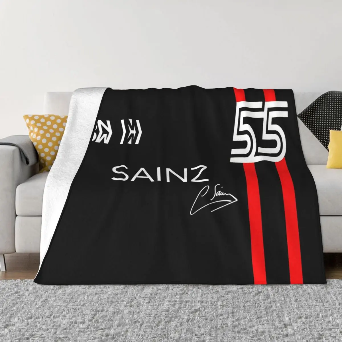 

Carlos Sainz Jr F1 Signature Graphic Dark Blankets Soft Flannel Throw Blanket Plush for Bed Living room Picnic Travel Home Sofa