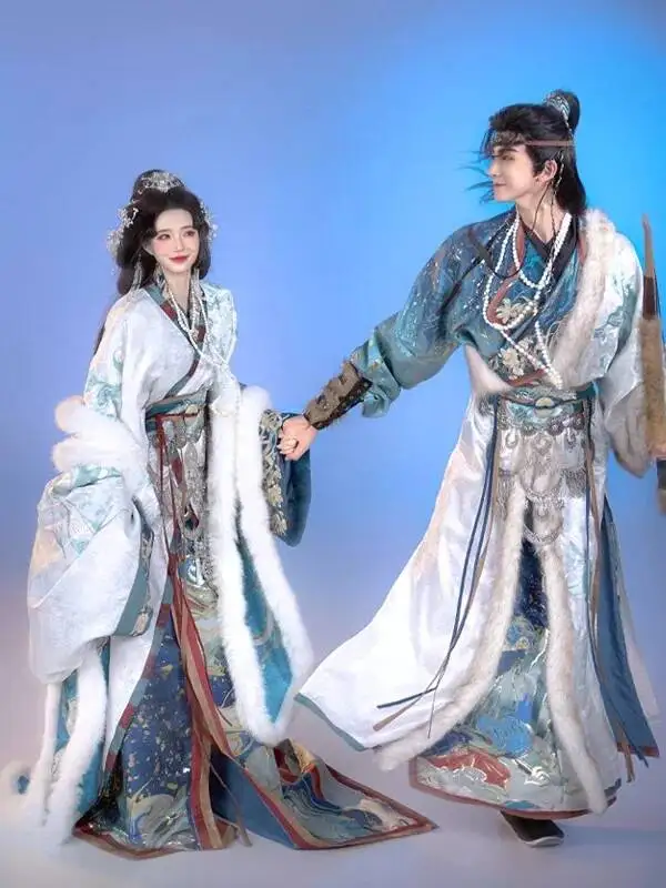 New Hanfu Women Zhan Guo Robe Azure Dragon Heavy Industry Embroidery Zhijin Wei Jin System Fiesta Carnival Halloween Cos Cosplay view 4
