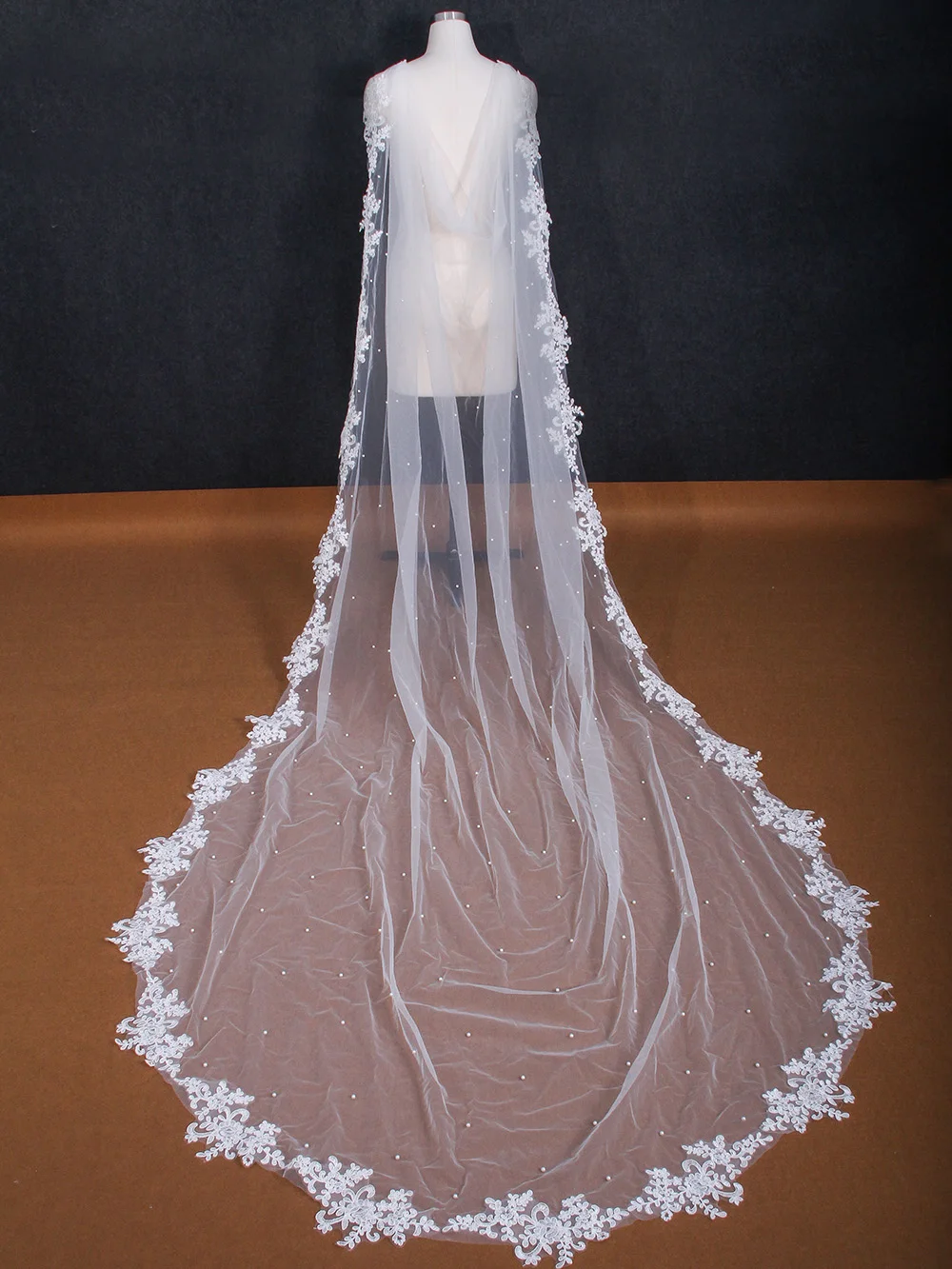 NZUK giacche di pizzo velo per abiti da sposa con perle scialli da sposa donna mantello velo giacche da sposa avvolgere per abito da sposa