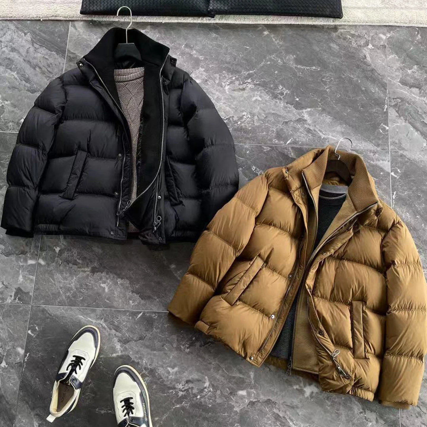 

Italian LP 25AW simple white duck down stand-up collar jacket