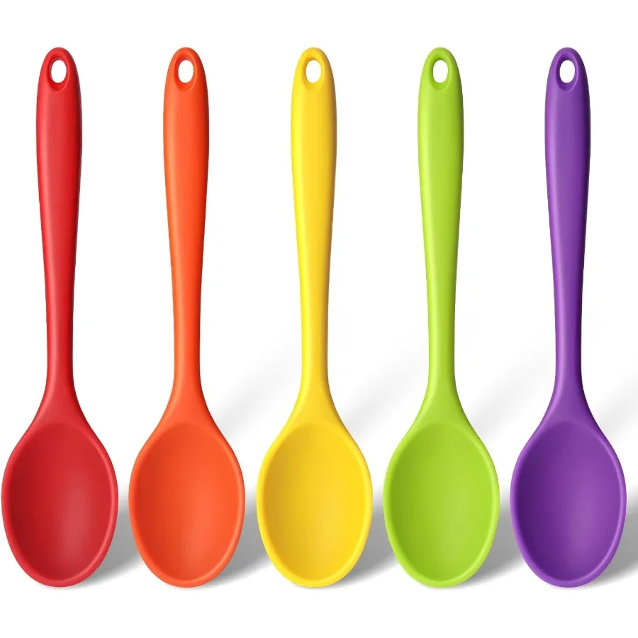 

HANSGO 5PCS Small Silicone Spoons 8 Ih Silicone Mixing Spoons for Baking Cng Tasting Quiet Stirring Hot Cocoa Sauce Risotto Saf