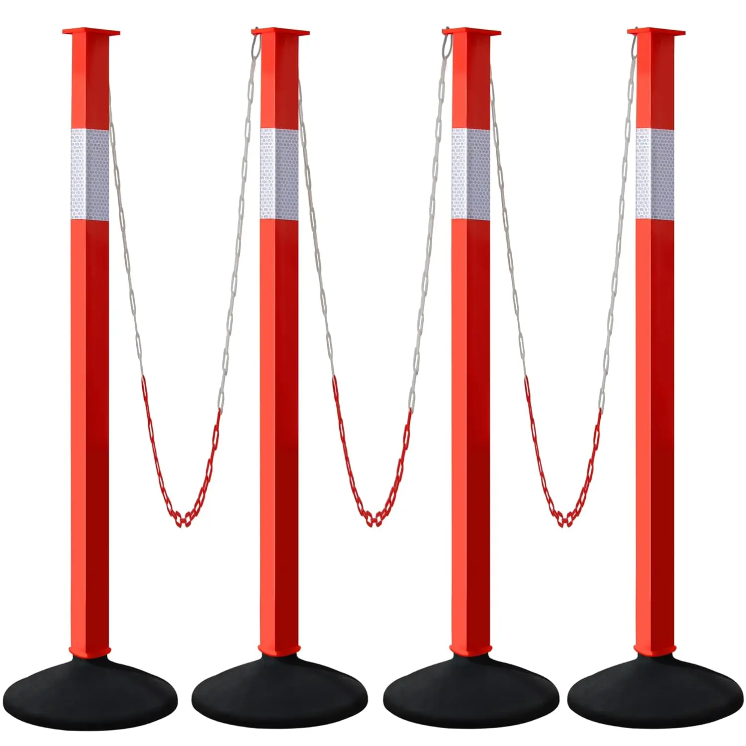 

4 Pack Traffic Delineator Post Cones with Weighted Base & Reflective Collars, Adjustable Orange Traffic Safety Barrier