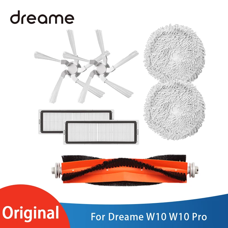 Original Dreame W10 W10 Pro Vacuum Cleaner Accessories Main/Side Brush HEPA Filter Antibacterial Disc Mop Replacement Parts