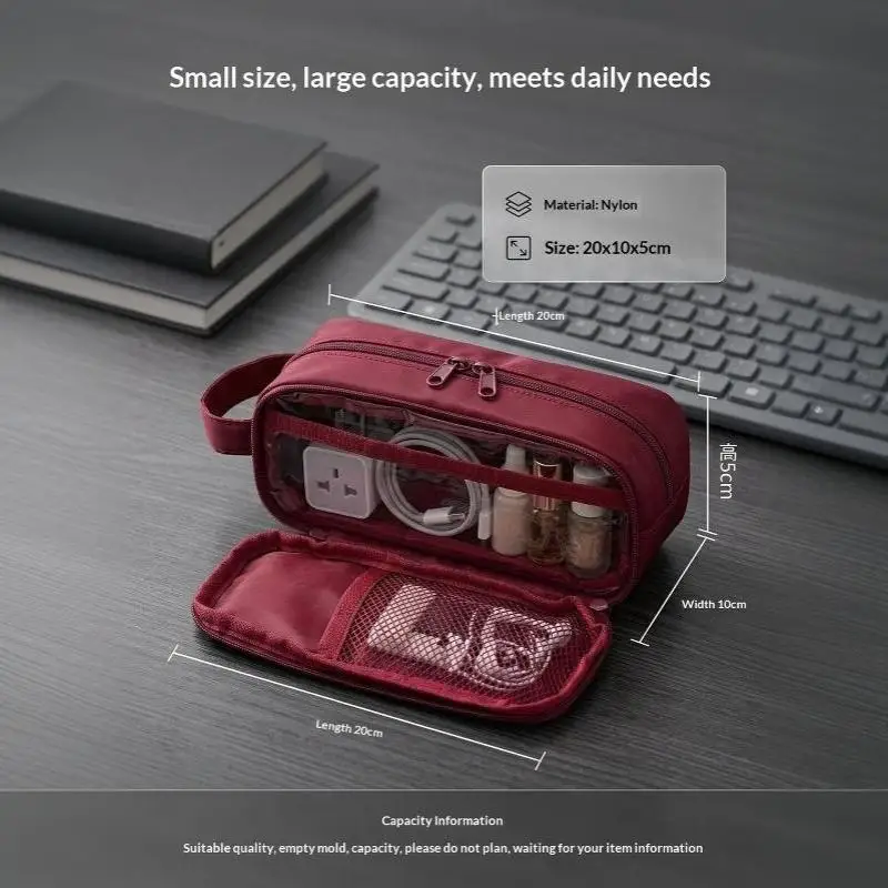 Doppelschichtige Kosmetiktasche Reise-Make-up-Organizer Große Kapazität Toilettenartikel-Tasche Multifunktionales Federmäppchen Pinselhalter – Detail 13