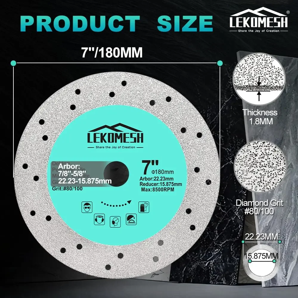 Rock Slab Grinding Disc - 7 inch Glass Cutter Disc(8pcs), Granite Cutting Blade, Diamond Grinder Wheel for Rock Slab, Stone