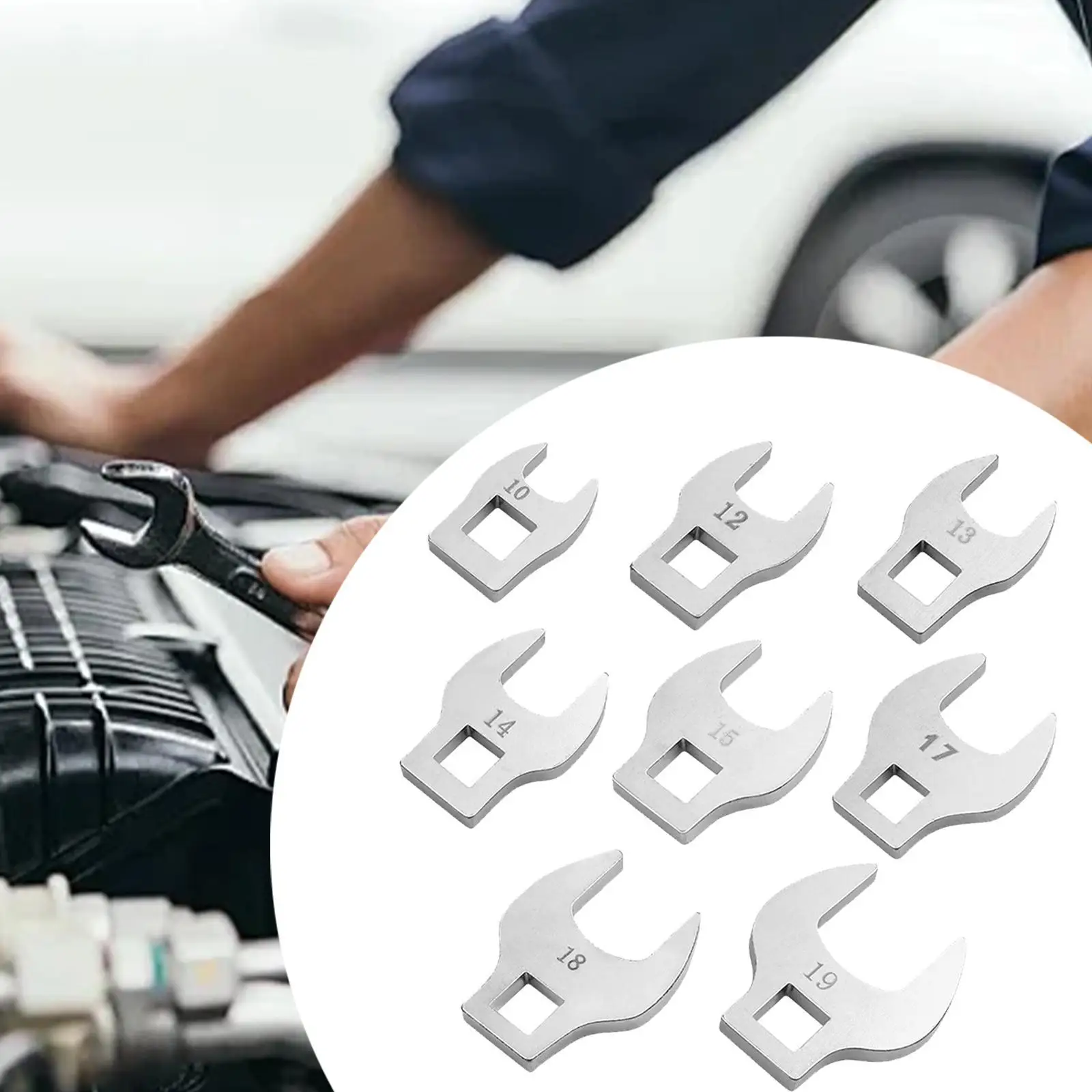 8Pcs 3/8" Drive Crowfoot Wrench Set Hand Tool Easy to Use Versatile 10-19mm