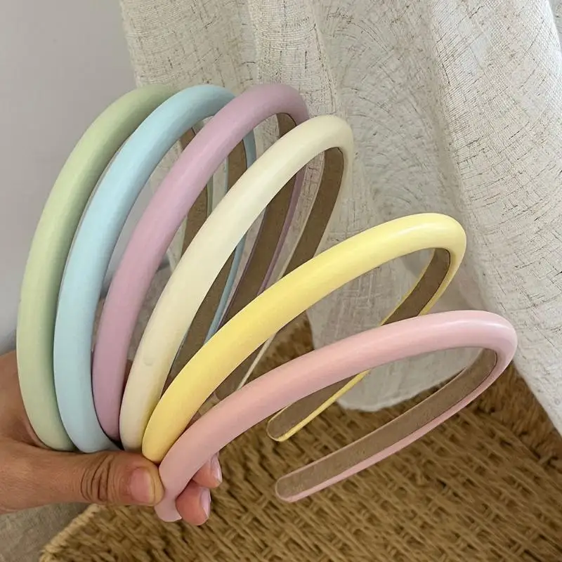 Summer Candy Color Thin Edged Leather Headband With Non Slip Inner Lining Matte Finish Sweet Hairbands Daily Holiday Accessories