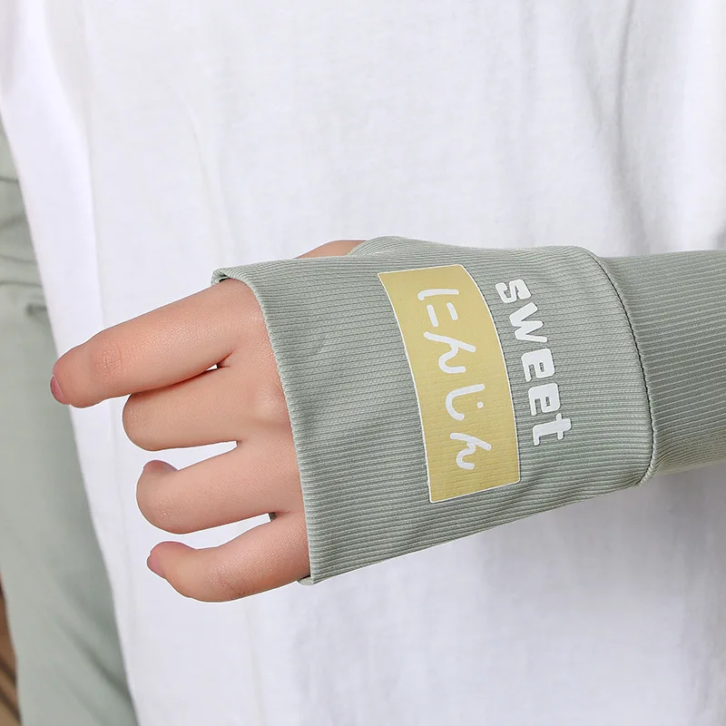 Ice Anti-sunburn Sleeve Summer Uv Protection Arm Sleeves Letter Printed Large Size Loose Arm Sleeves Thin Driving Outdoor Gloves