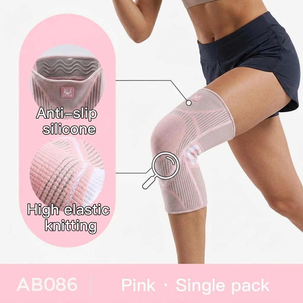 1Pcs Sport Compression Knee Support Brace Patella Protector Knitted Silicone Spring LegPad Cycling Running Basketball Football