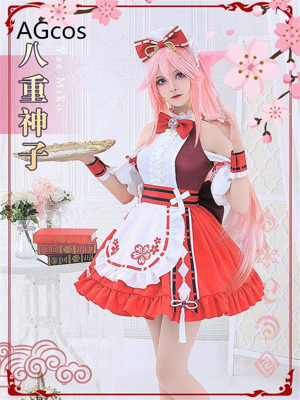 AGCOS Presale Genshin Impact Yae Miko Maid Dress Cosplay Costume Woman Christmas Cosplay Lovely Costumes Dresses