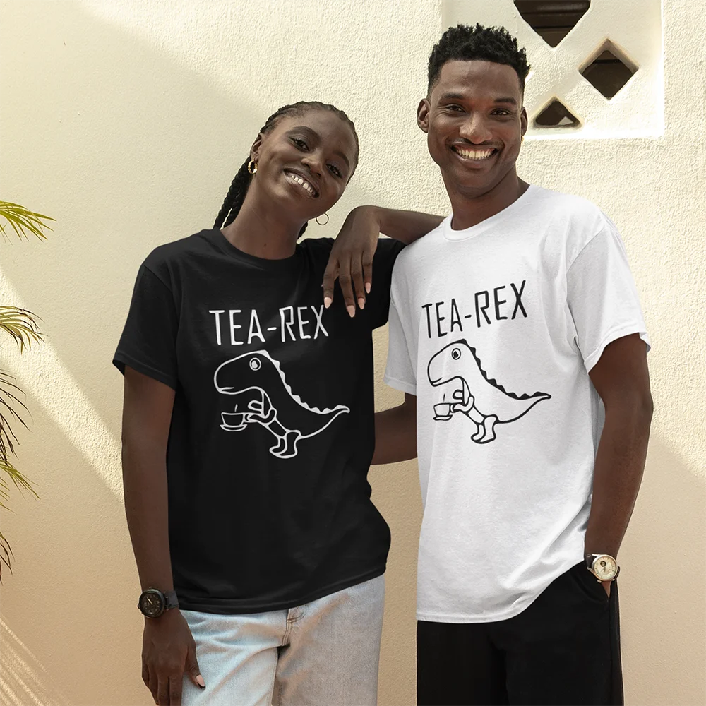 

Tea-Rex cute animal Funny Dianosaur Slim Fit T Shirt tops 100% Cotton printed T-Shirt Big size Mens graphic tshirts
